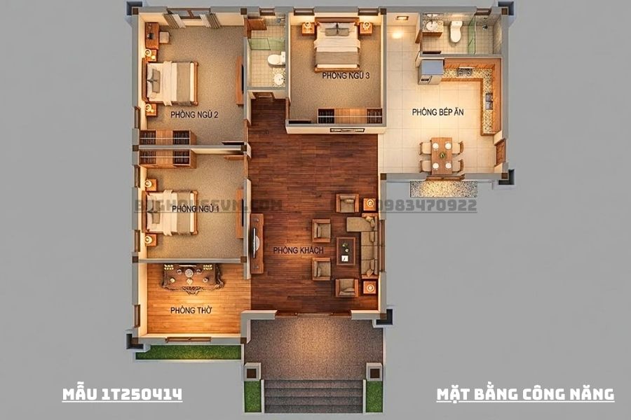 Công năng nhà mái nhật chữ L - 1T250414