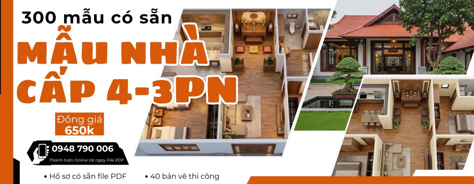 Mẫu nhà cấp 4 mái 3 phòng ngủ