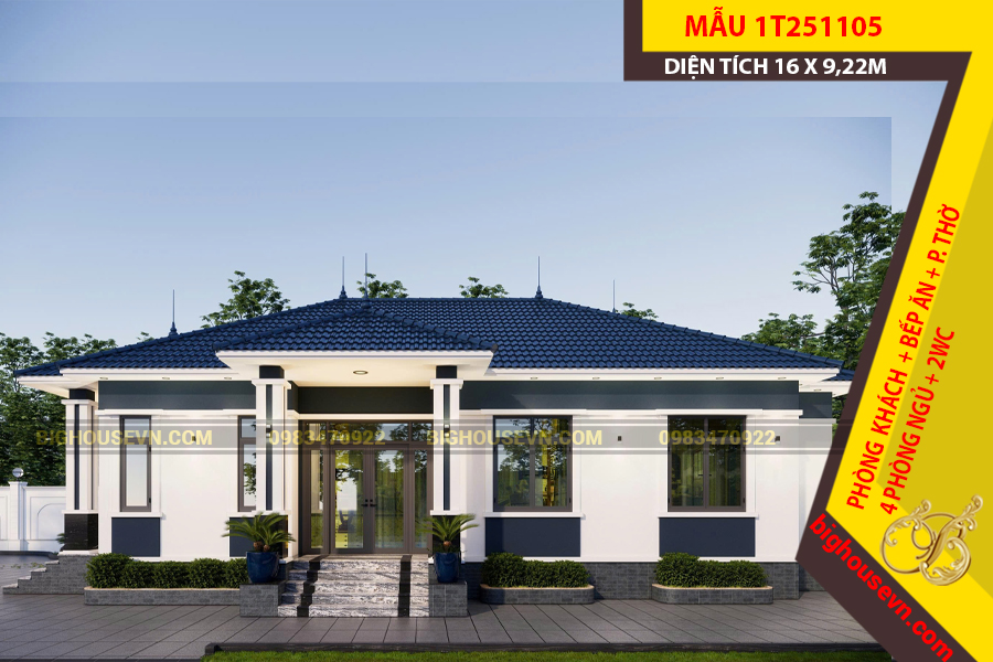 MẪU NHÀ VƯỜN CẤP 4 MÁI NHẬT 148M2 - 1T251105