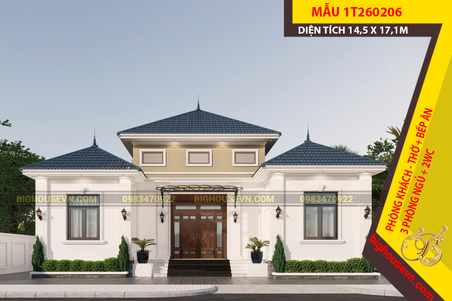 MẪU NHÀ CẤP 4 MÁI NHẬT CHỮ U 196M2 - 1T260206