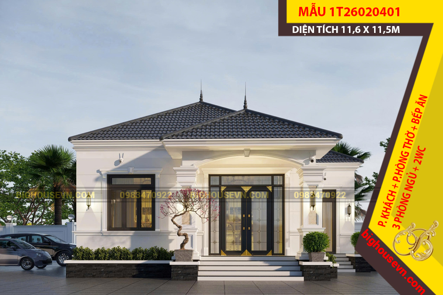 MẪU NHÀ CẤP 4 MÁI NHẬT CHỮ L 11,6X11,5M - 1T26020401