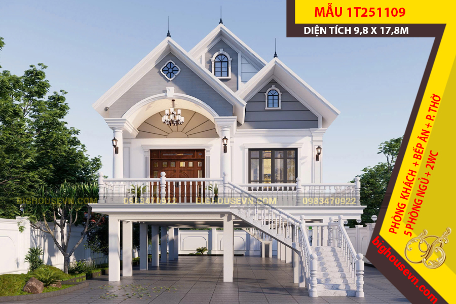 MẪU THIẾT KẾ NHÀ SÀN MÁI THÁI 175M2 - 1T251109