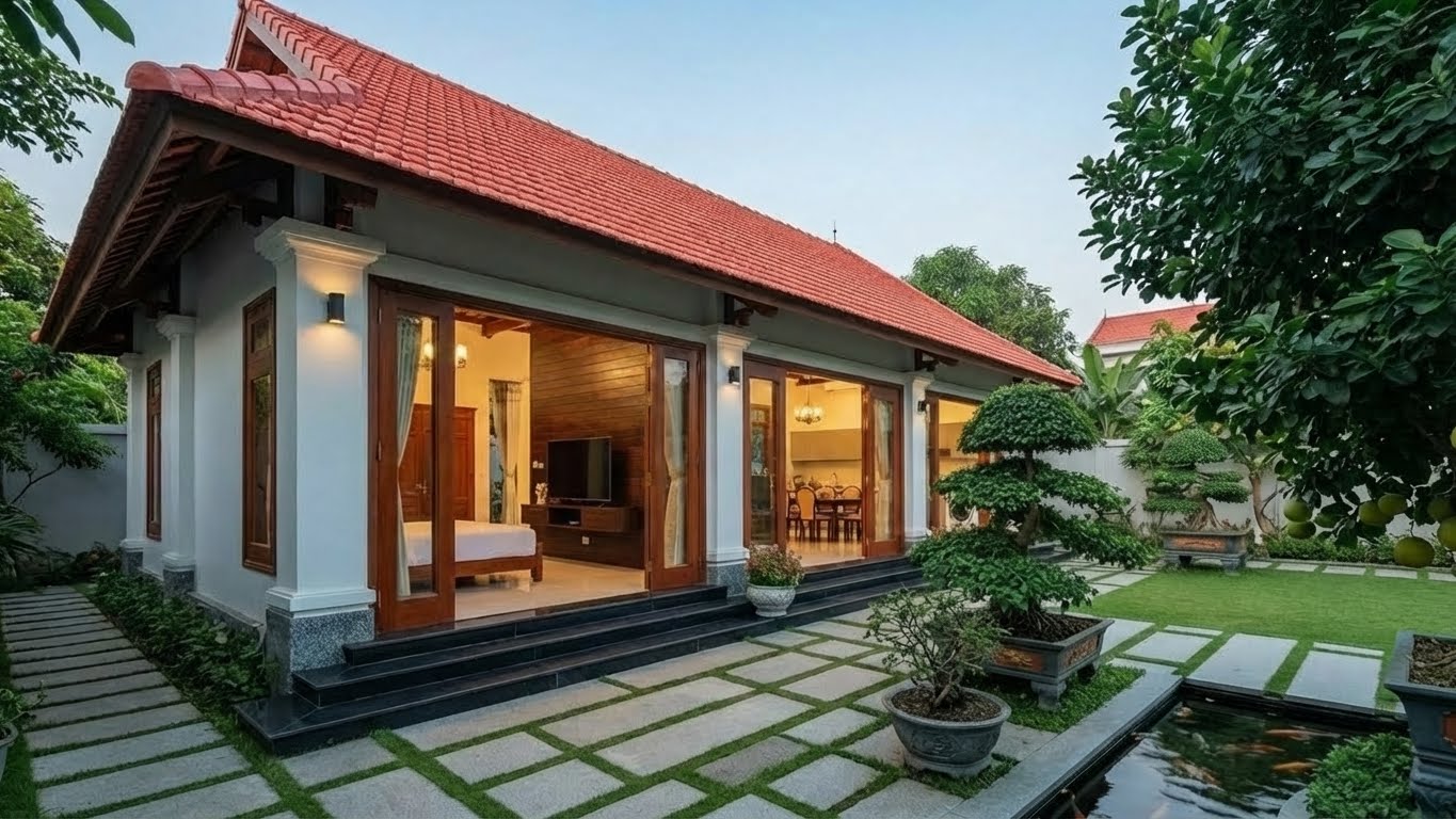 Kiến trúc nhà cấp 4 sân vườn 76m2