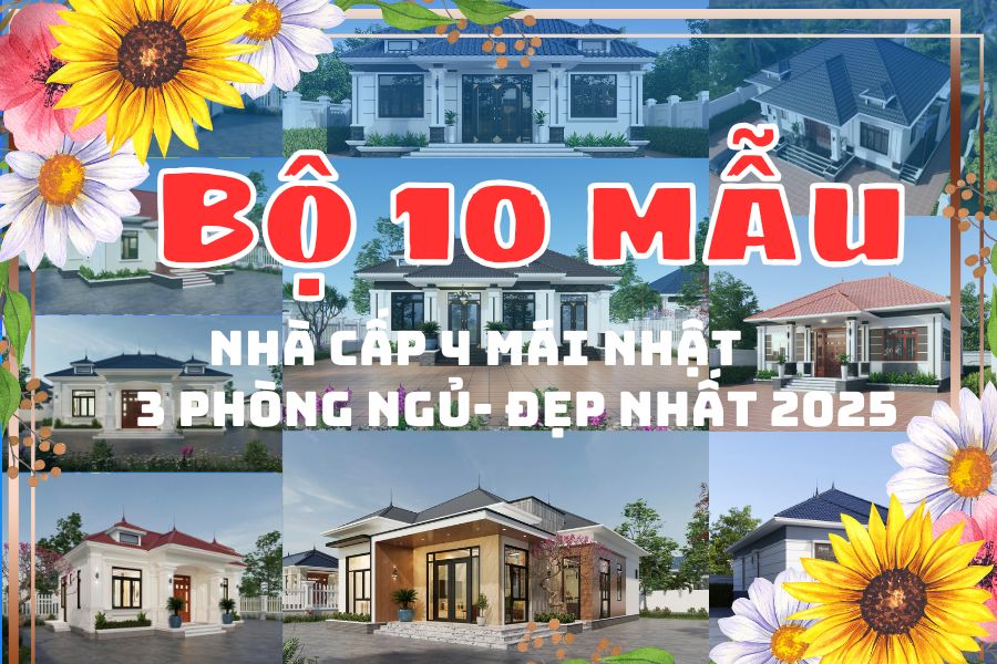 [HOT!] Bộ 10 Mẫu Nhà Cấp 4 Mái Nhật 3 Phòng Ngủ Đẹp Nhất 2025 – Mã BMN3N01