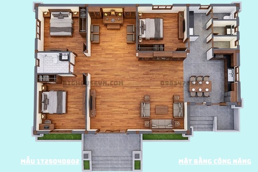 Công năng nhà vườn mái nhật tân cổ 1T2504082