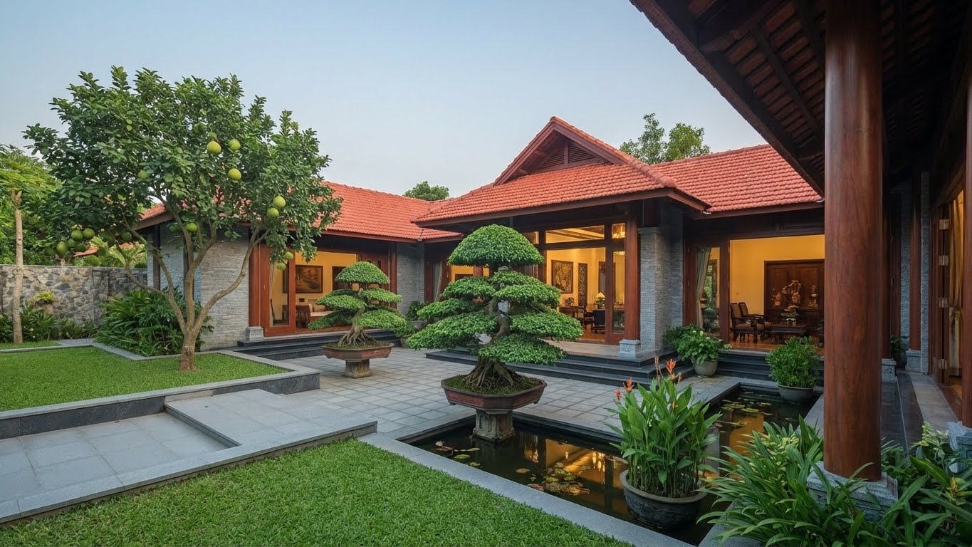 Kiến trúc độc đáo của nhà cấp 4 chữ U 200m2