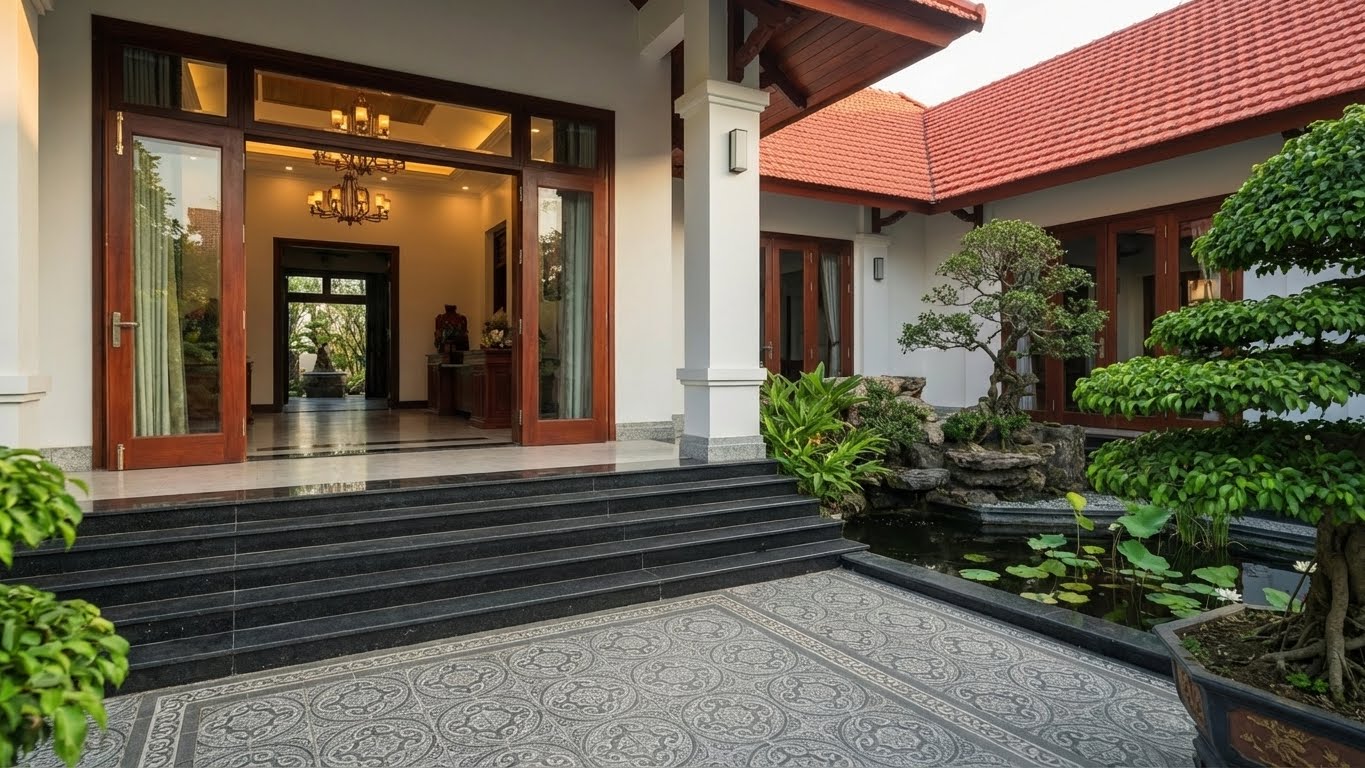 Góc chi tiết tiểu cảnh nhà sân vườn đẹp kiến trúc Việt Nam