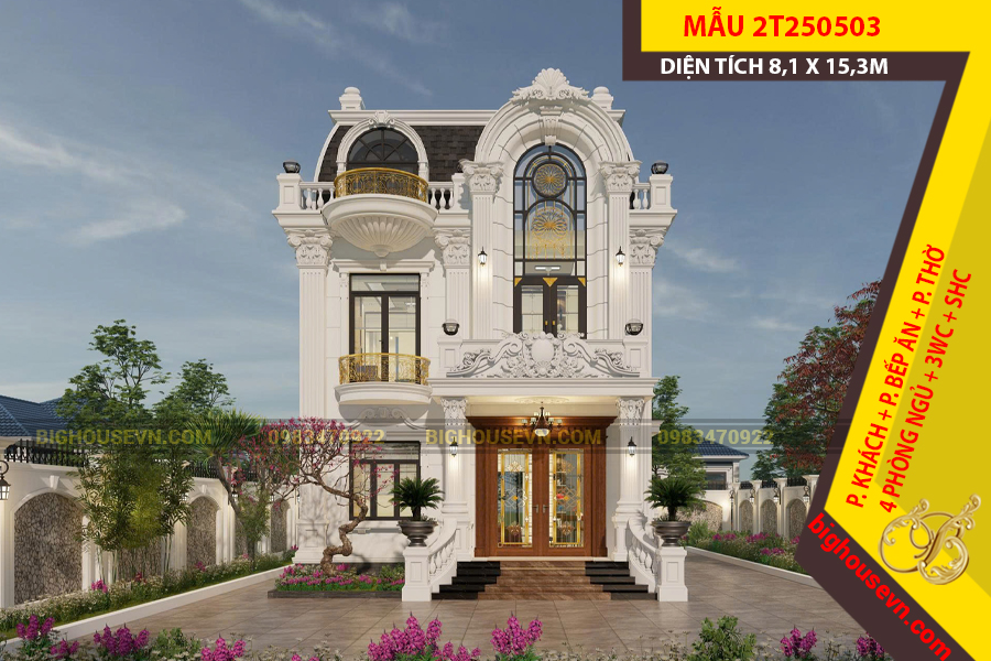 MẪU BIỆT THỰ 2 TẦNG TÂN CỔ 8,1X15,3M - 2T250503