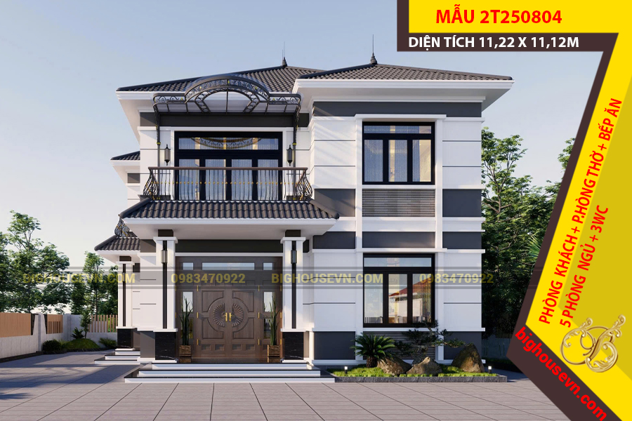 MẪU NHÀ 2 TẦNG MÁI NHẬT 11,22 X 11,12M - 2T250804