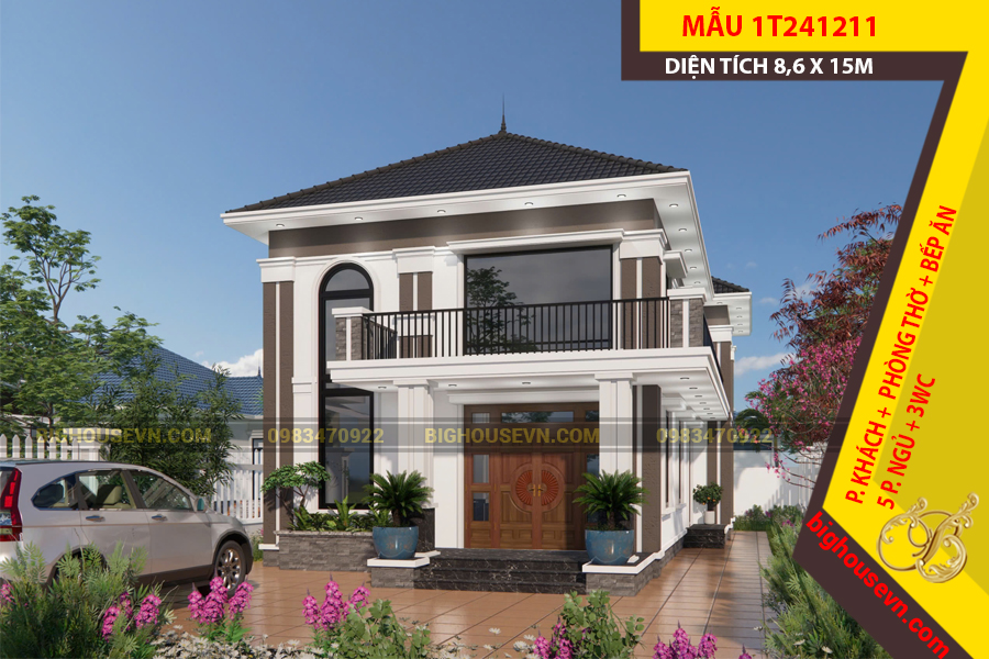 MẪU NHÀ GÁC LỬNG MÁI NHẬT 8,6 X 15M - 1T241211