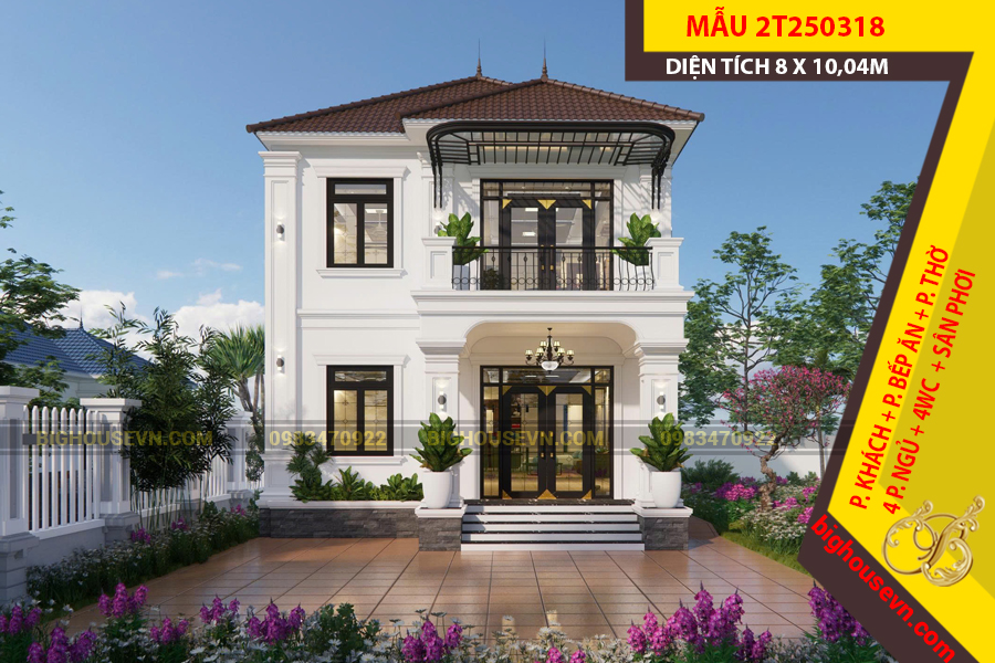 MẪU NHÀ 2 TẦNG MÁI NHẬT 8 X 10,04M - 2T250318