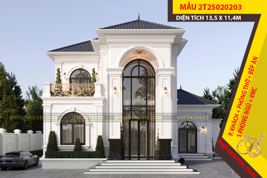 BIỆT THỰ TÂN CỔ 2 TẦNG MÁI NHẬT 13,5 X 11,4M - 2T25020203