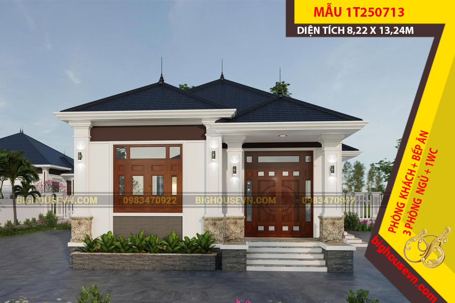 MẪU NHÀ CẤP 4 MÁI NHẬT 8,22 X 13,24M - 1T250713