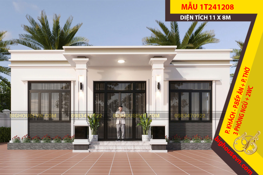 MẪU NHÀ CẤP 4 HIỆN ĐẠI 11X8M - 1T241208