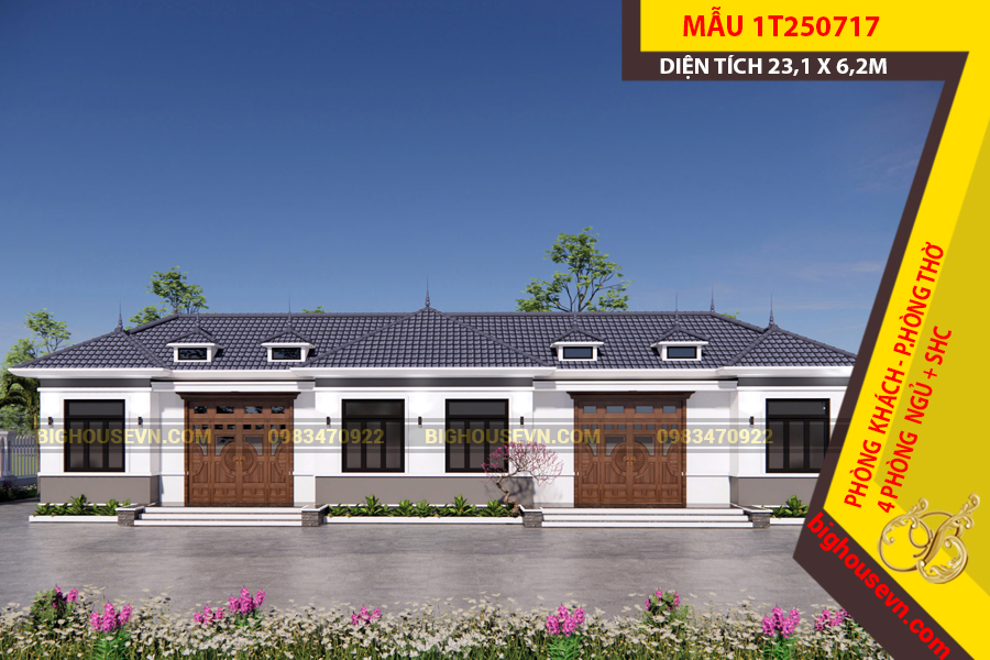 MẪU NHÀ CẤP 4 MÁI NHẬT NGANG 23,1 X 6,2M - 1T250717