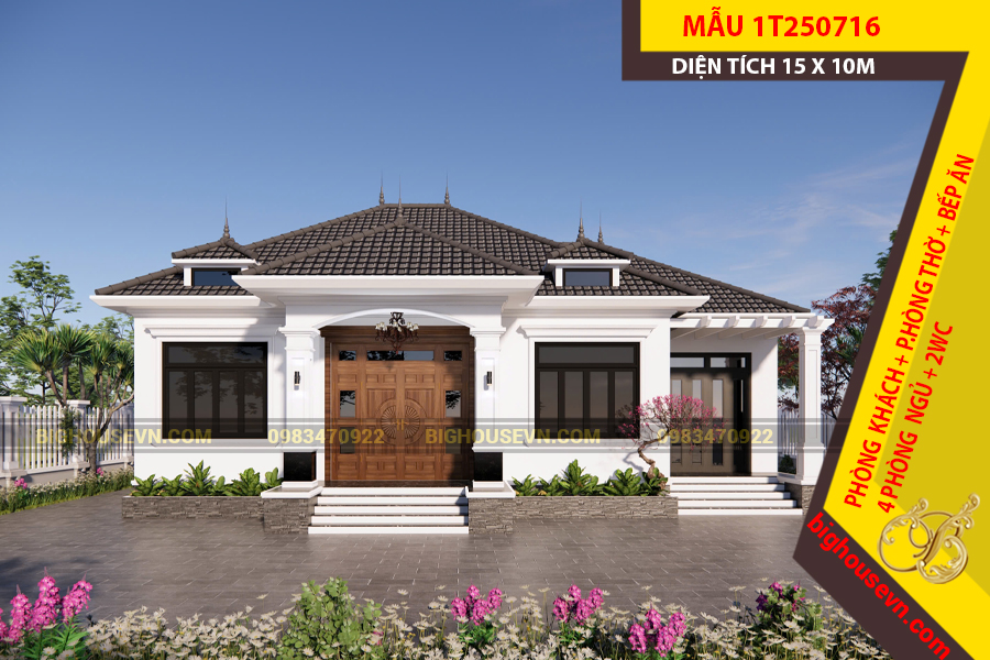 MẪU NHÀ VƯỜN CẤP 4 MÁI NHẬT 15X10M - 1T250716