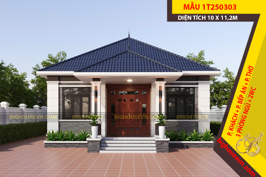 MẪU NHÀ CẤP 4 MÁI NHẬT 10 X 11,2M - 1T250303