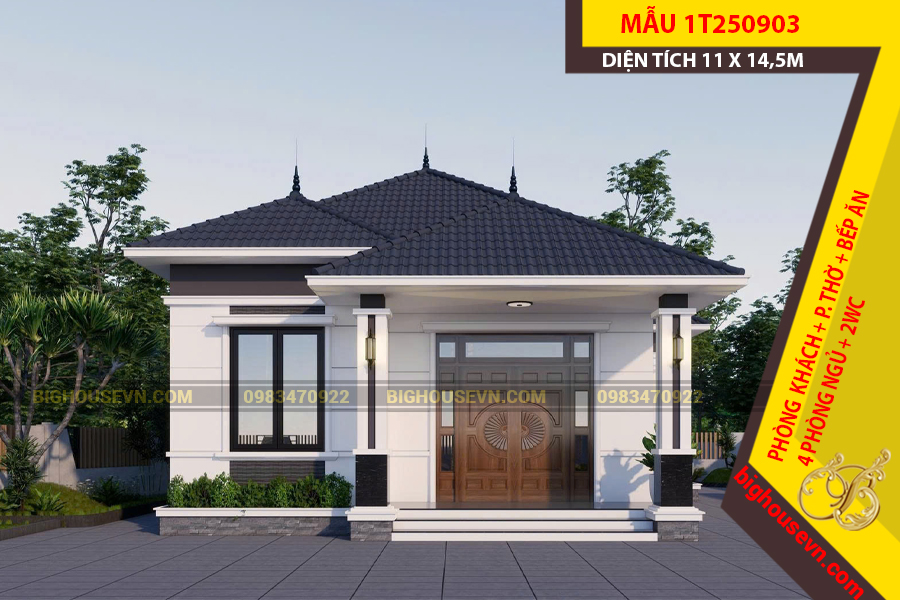 MẪU NHÀ CẤP 4 MÁI NHẬT CHỮ L 11 X 14,5M - 1T250903