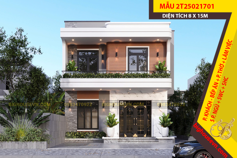 MẪU NHÀ PHỐ HIỆN ĐẠI 2 TẦNG 8 X 15M - 2T25021701