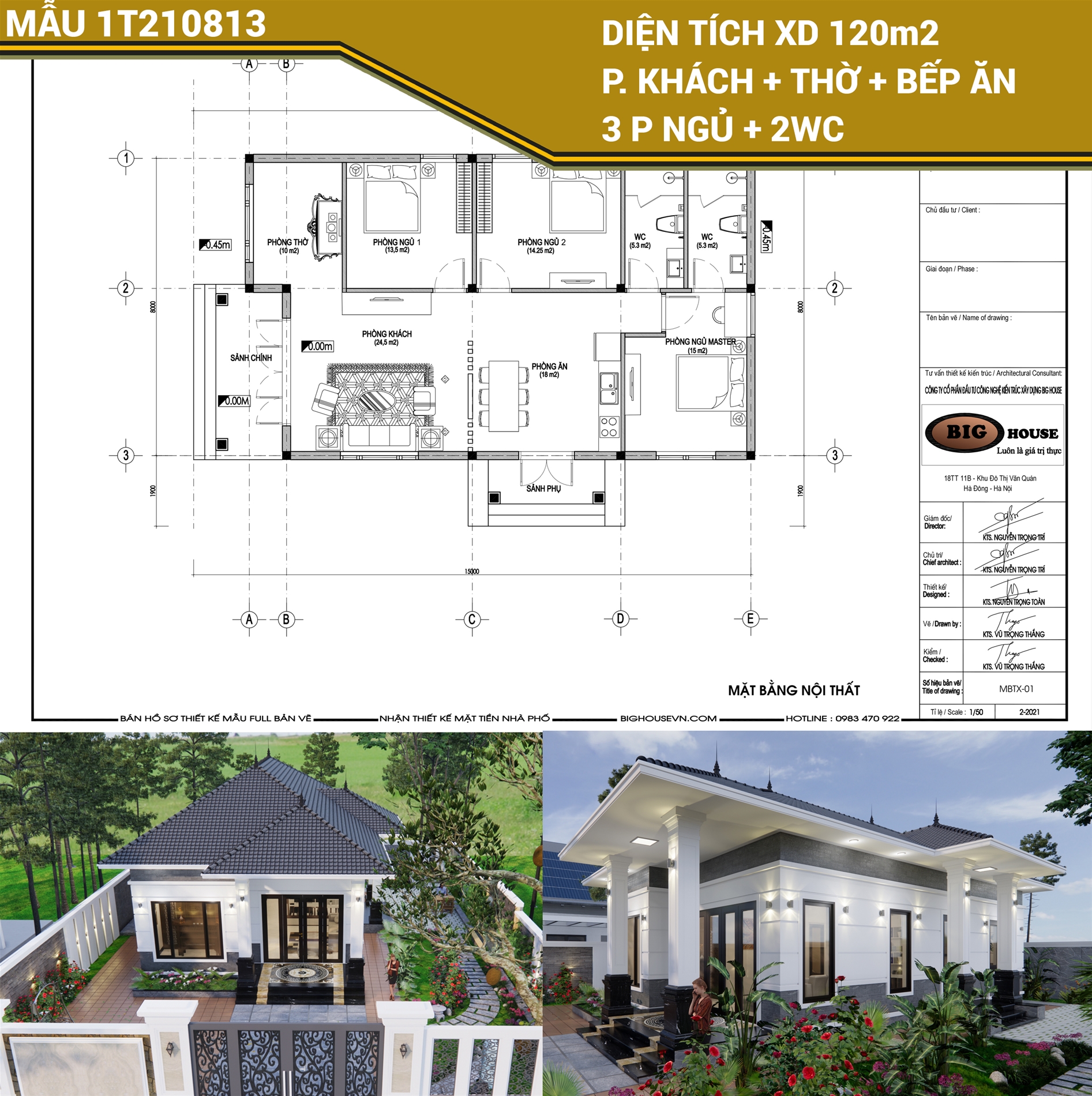 mẫu nhà cấp 4 mái nhật - 1T210813