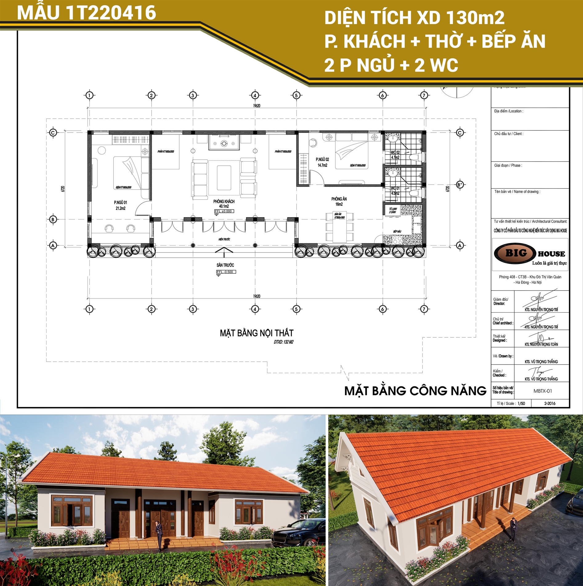 mẫu nhà cấp 4 truyền thống - 1T220416