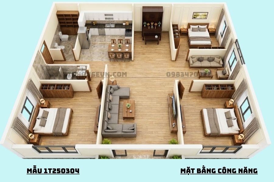 Công năng nhà vườn 3 PN - 160m2