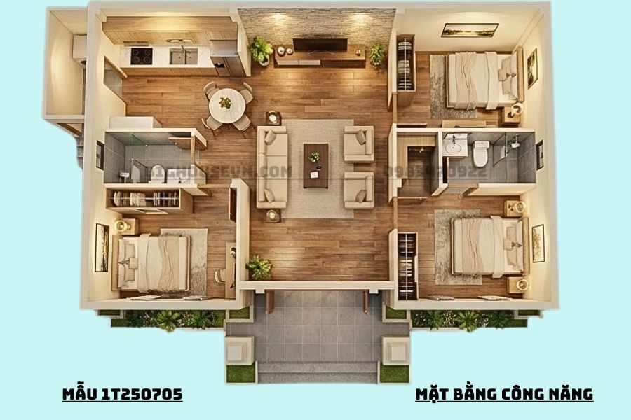 Công năng mẫu nhà cấp 4 1T250705