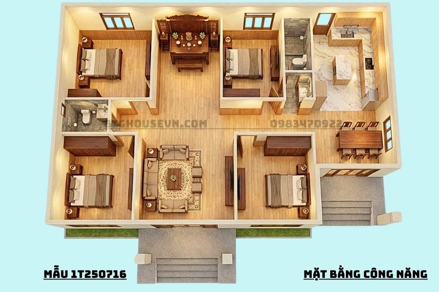 Công năng nhà mái nhật 1T250716