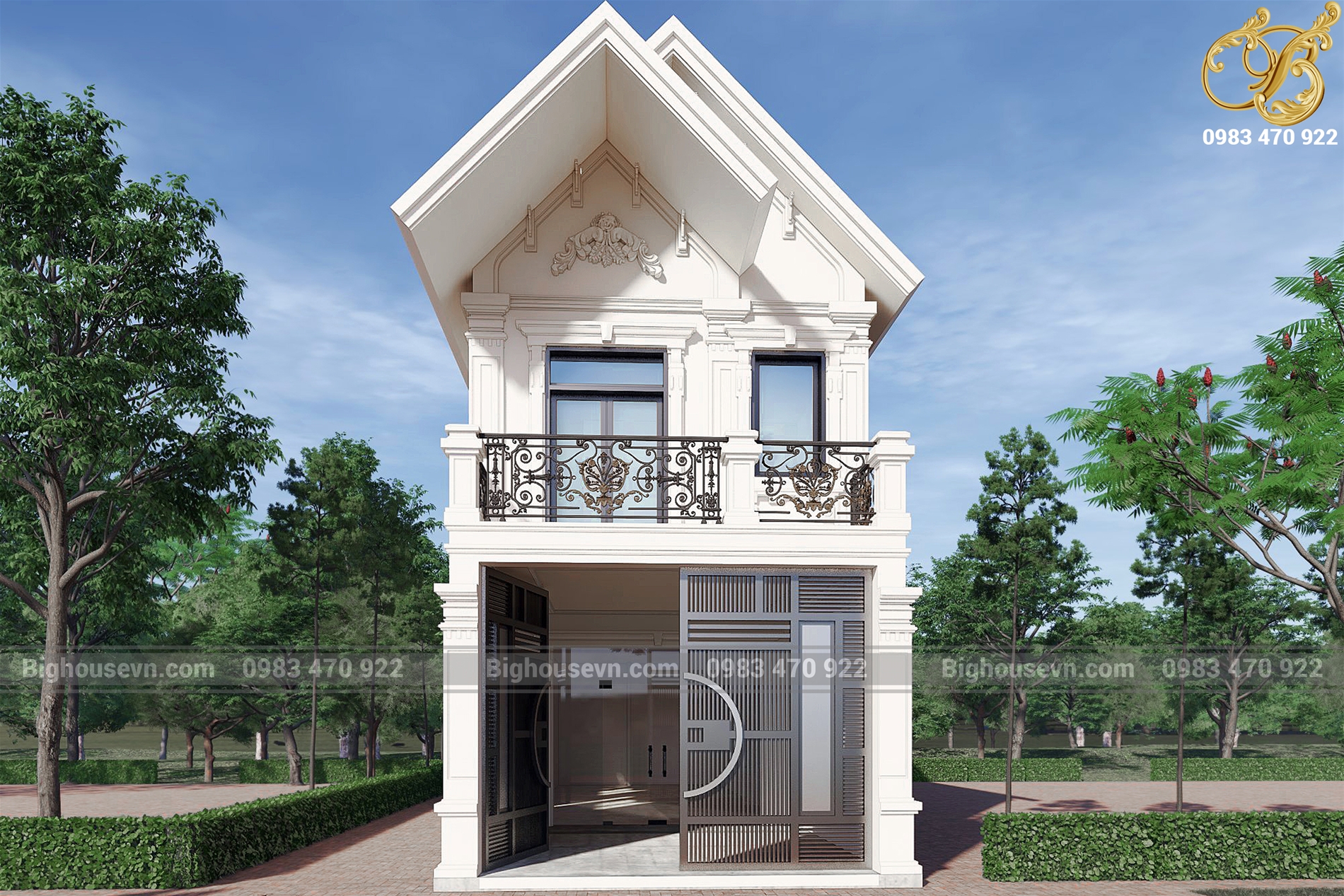Mẫu thiết kế nhà 2 tầng 2 mặt tiền 7m hiện đại tại Thanh Hóa
