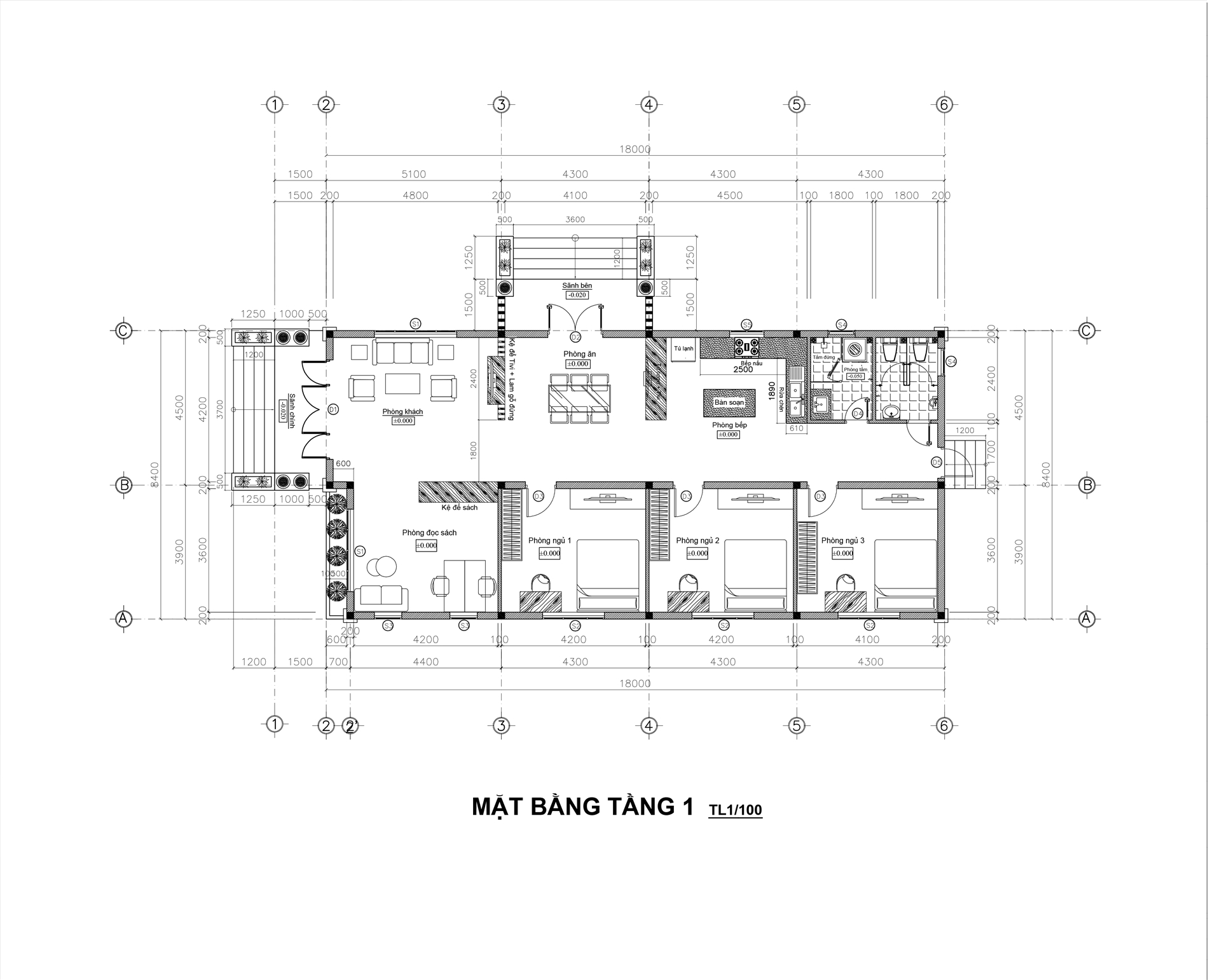 Mẫu thiết kế nhà vườn 1 tầng 3 phòng ngủ trên diện tích 150m2