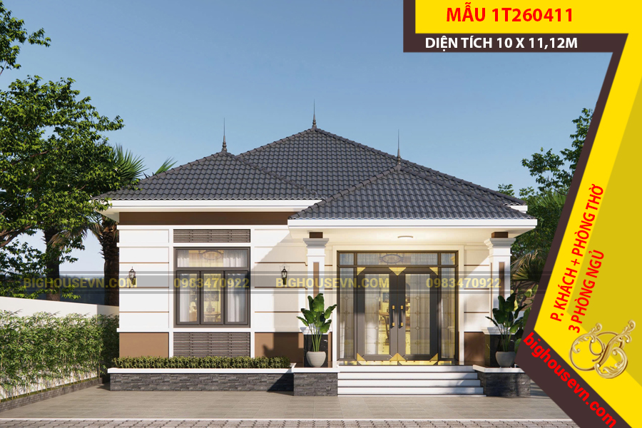 THIẾT KẾ NHÀ CẤP 4 MÁI NHẬT 106M2 - 1T260411