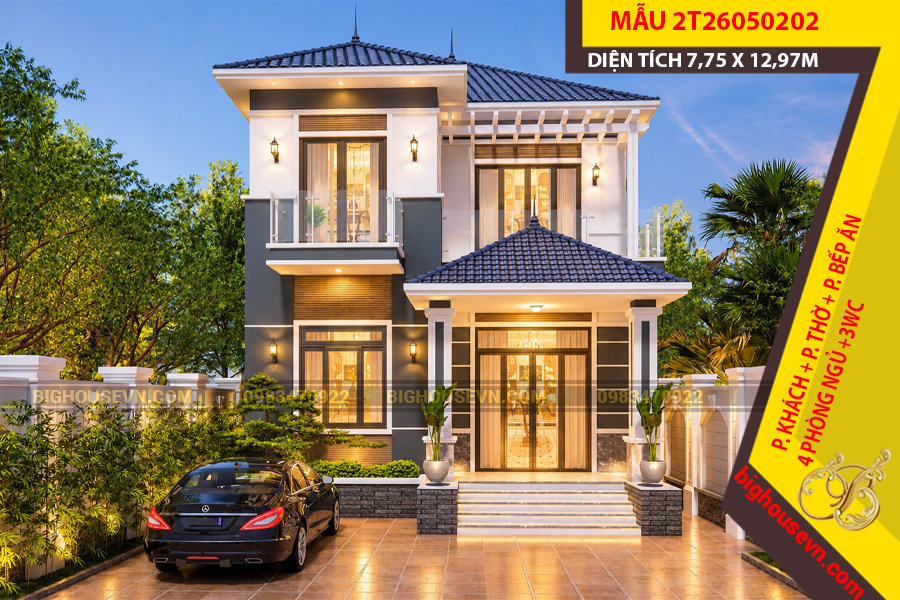 THIẾT KẾ NHÀ 2 TẦNG MÁI NHẬT 188M2 - 2T26050202