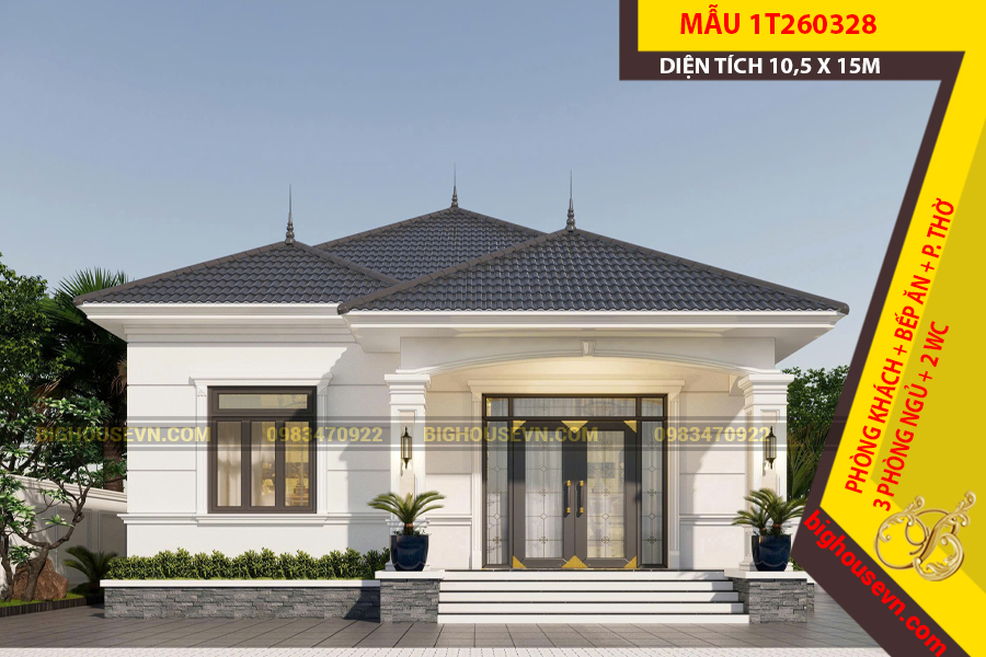 MẪU NHÀ CẤP 4 MÁI NHẬT 10,5 X 15M - 1T260328