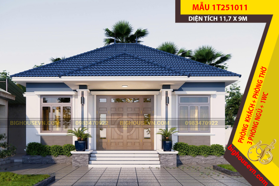 MẪU NHÀ CẤP 4 MÁI NHẬT 11,7 X 9M - 1T251011