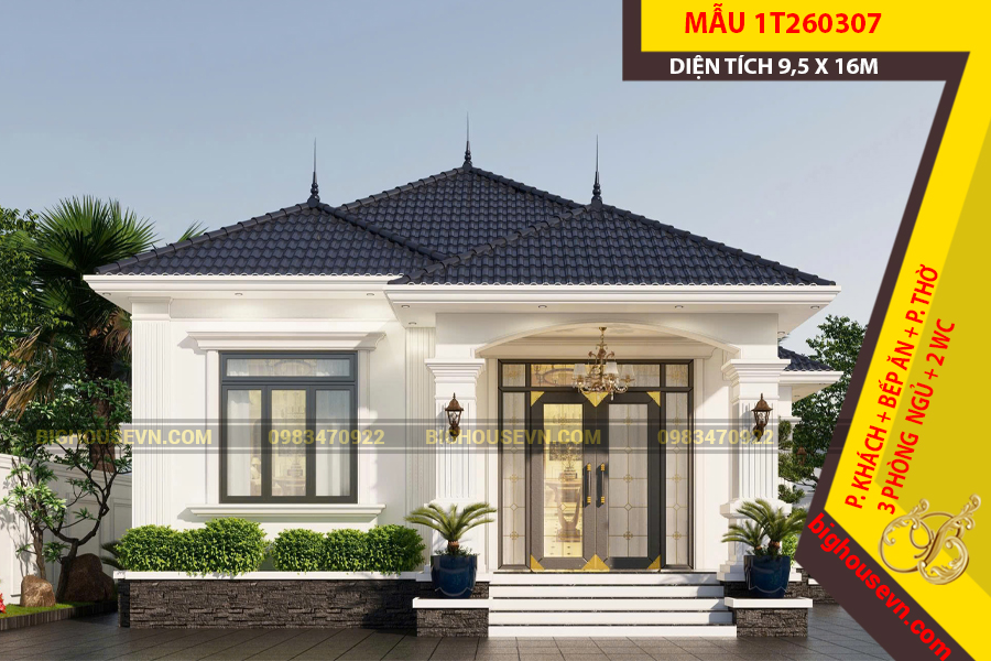 MẪU NHÀ CẤP 4 MÁI NHẬT 9,5 X 16M - 1T260307