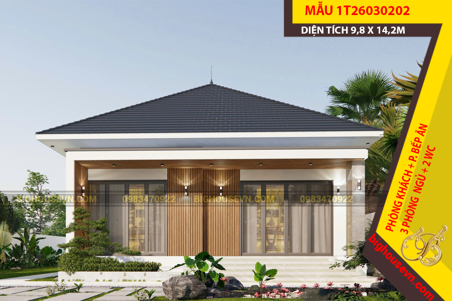 MẪU NHÀ CẤP 4 MÁI NHẬT 128M2 - 1T26030202