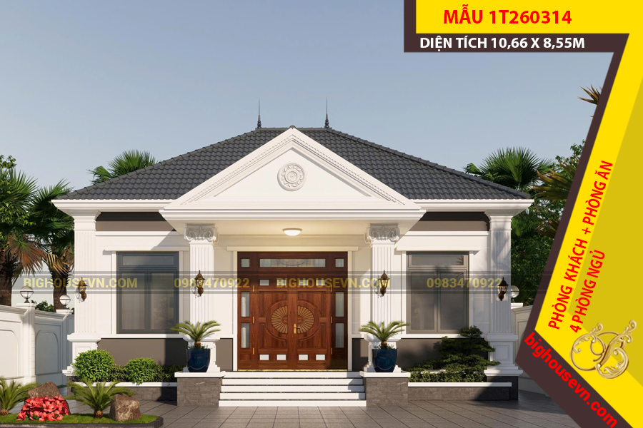 MẪU THIẾT KẾ NHÀ CẤP 4 MÁI NHẬT 82M2 - 1T260314