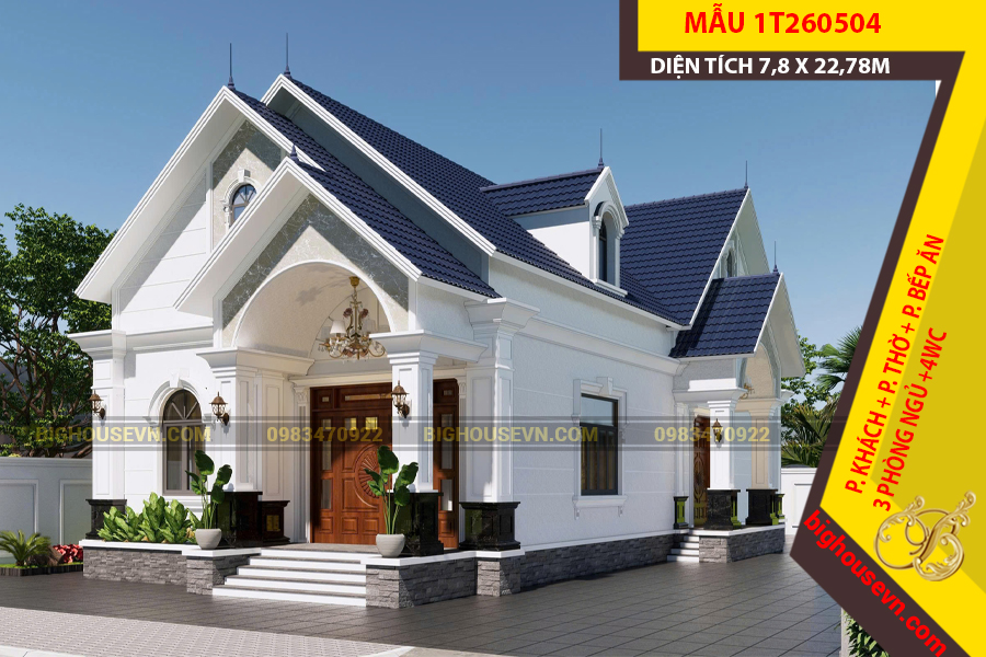 MẪU NHÀ CẤP 4 MÁI THÁI 7,8 X 23M - 1T260504