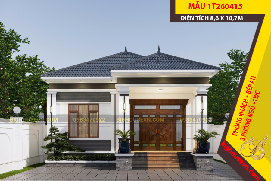 MẪU NHÀ CẤP 4 MÁI NHẬT 90M2 - 1T260415