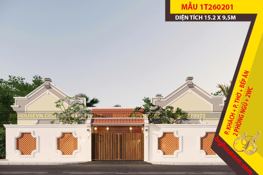 THIẾT KẾ NHÀ THỜ HỌ CHỮ U 15,2X9,5M - 1T260201