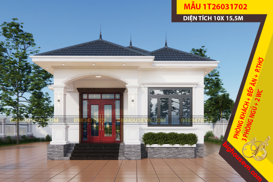 MẪU NHÀ CẤP 4 MÁI NHẬT 10 X 15,5M - 1T26031702