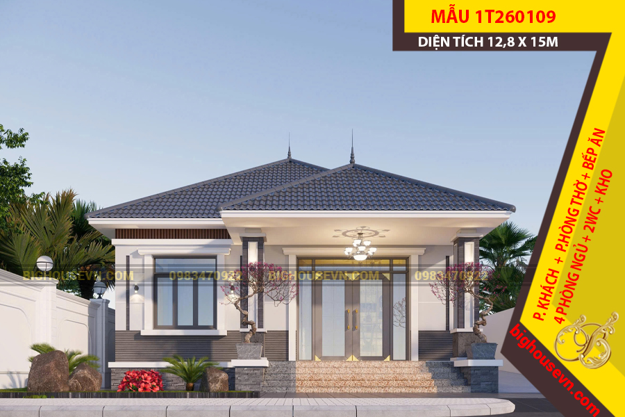 MẪU NHÀ CẤP 4 MÁI NHẬT 155M2 - 1T260109