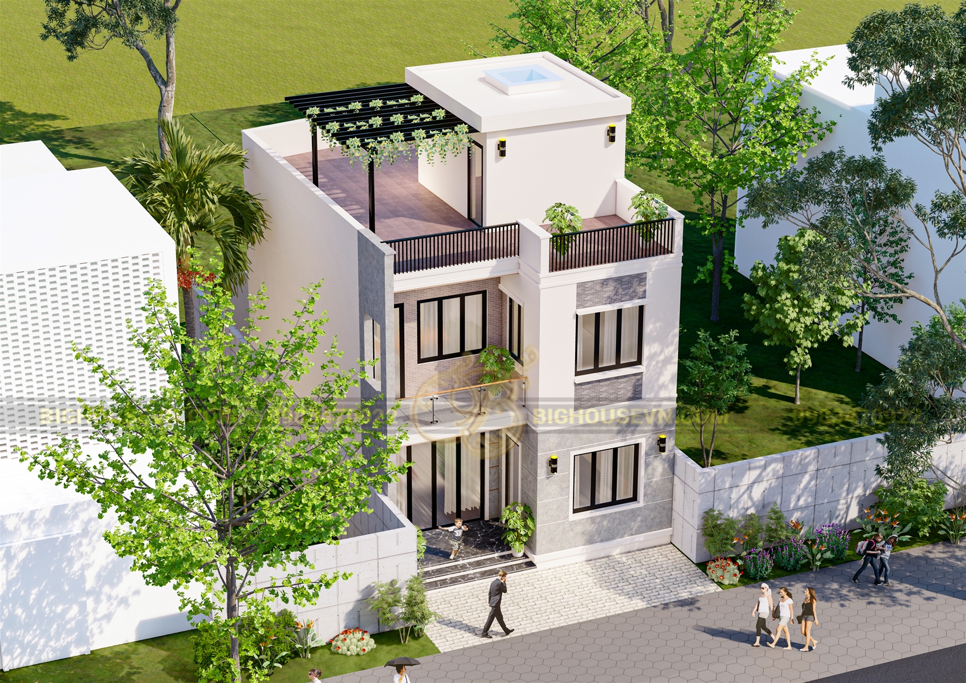 10 Mẫu thiết kế nhà 2 tầng mặt tiền 7m đẹp hiện đại 2022 - Siêu thị nội  thất số 1 Việt Nam - NoithatAlpha.com