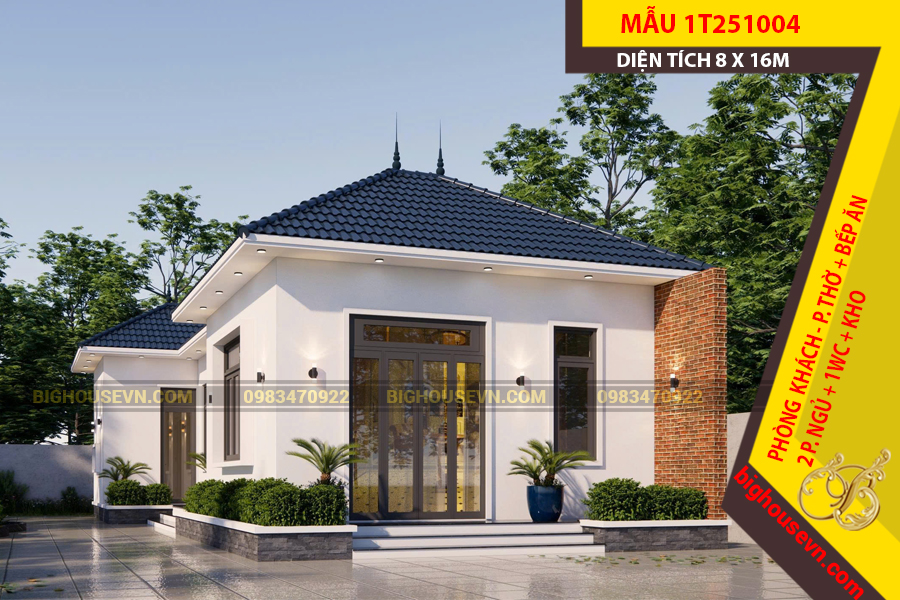 THIẾT KẾ NHÀ CẤP 4 MÁI NHẬT HƠN 100M2 - 1T251004