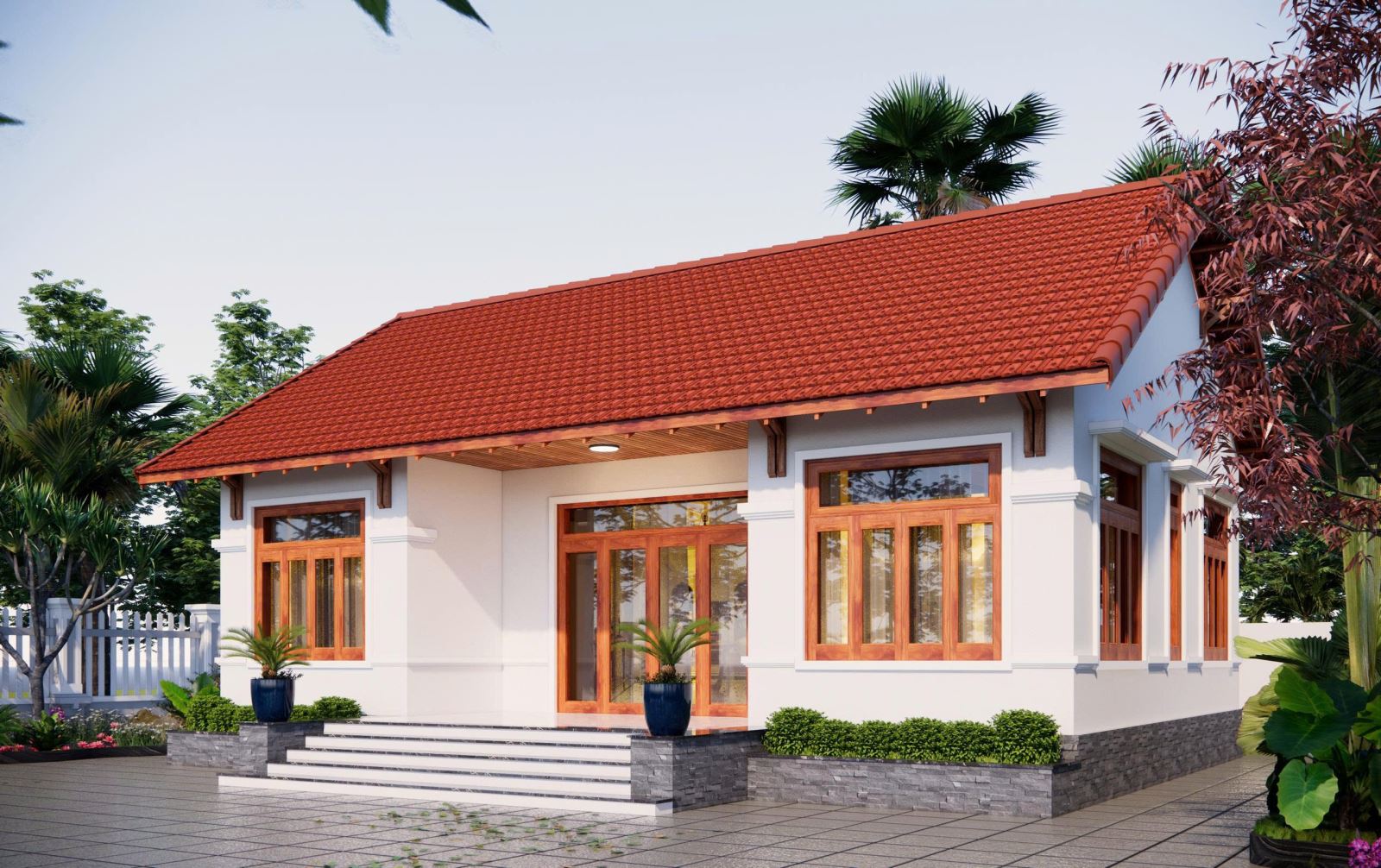 ảnh 3D nhà cấp 4-120m2 3 PN