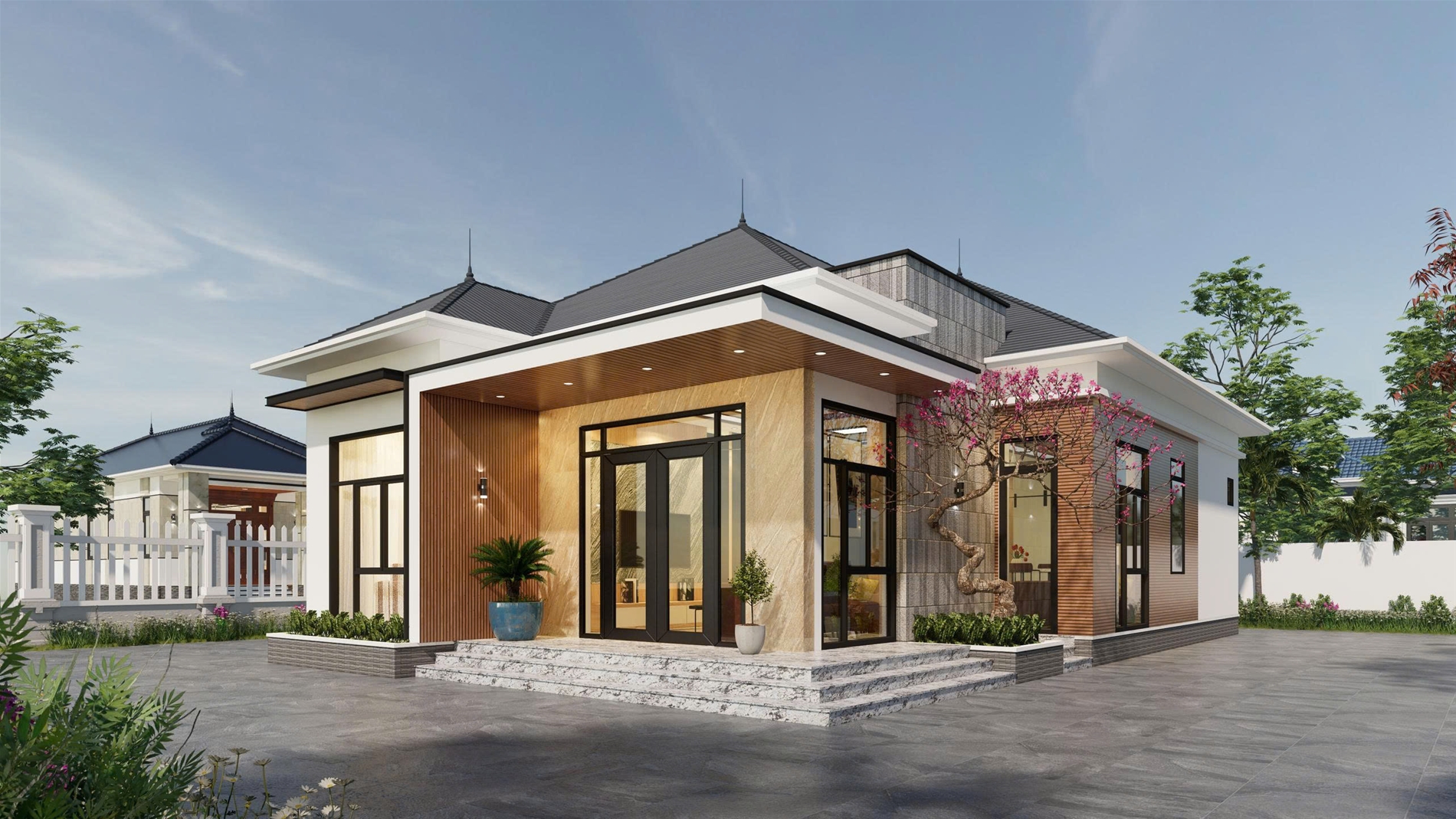 1T250715 – Nhà cấp 4 mái Nhật hiện đại 10×16,5m (145m²)