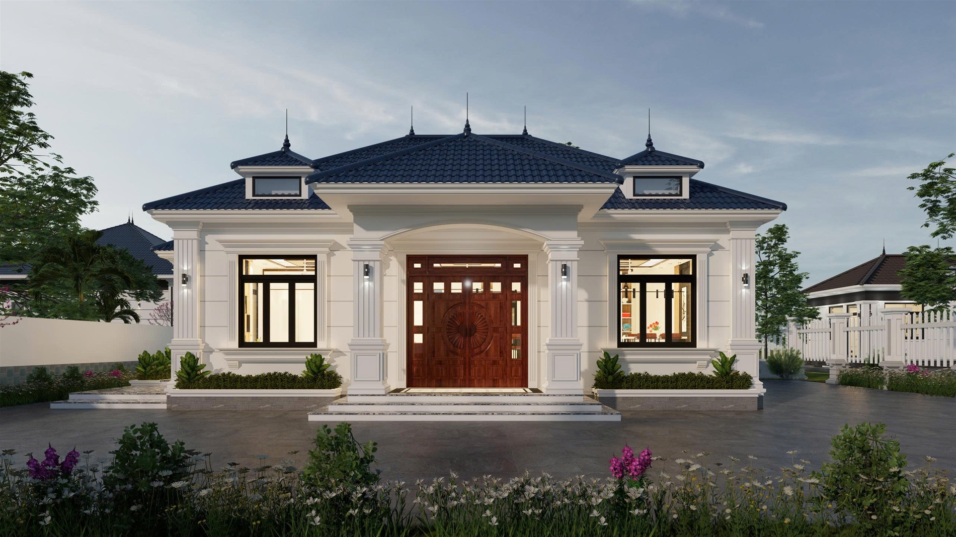 1T250702 – Nhà cấp 4 mái Nhật sân vườn 15,5×9,2m (126m2)