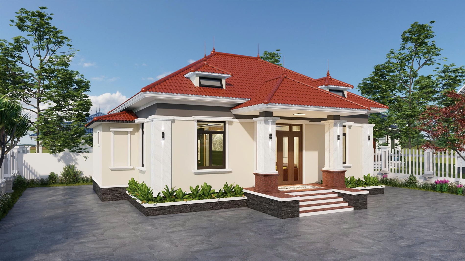 1T250320 – Nhà cấp 4 mái Nhật 2 mặt tiền 15,2×8,9m