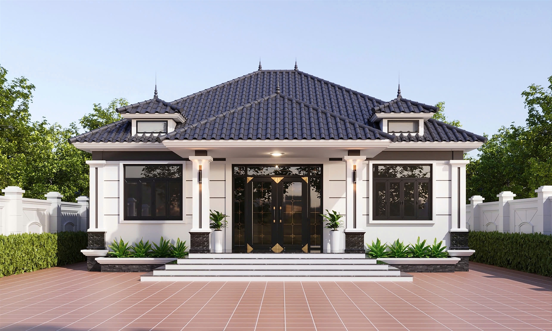 1T250304 – Nhà cấp 4 mái Nhật kính cường lực