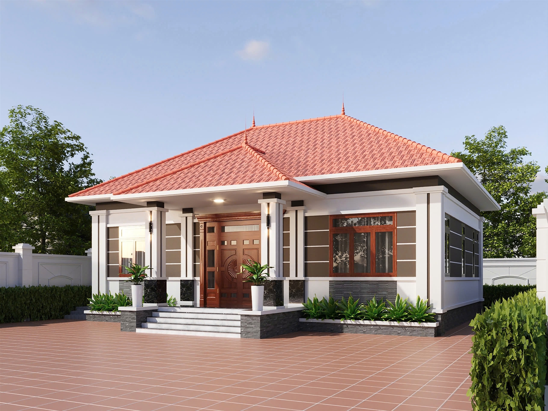 1T250101 – Nhà cấp 4 Mái Nhật mái đỏ